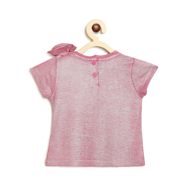 Girls Dark Pink Short Sleeve Knitted T-Shirt image number null